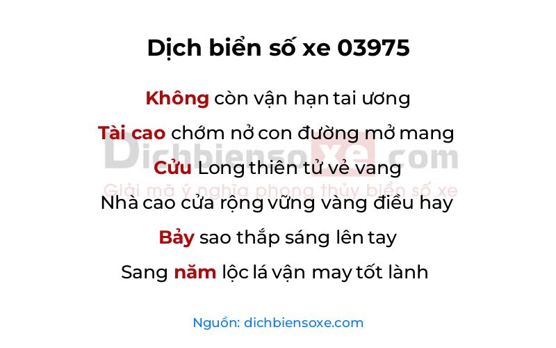 Dịch thơ biển số 03975