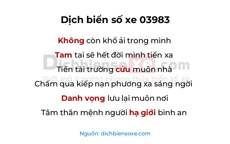 Dịch thơ biển số 03983