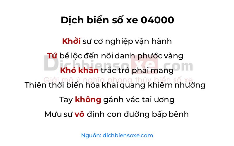 Dịch thơ biển số 04000