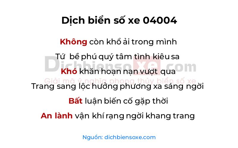 Dịch thơ biển số 04004