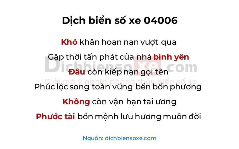 Dịch thơ biển số 04006