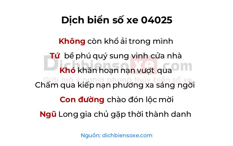 Dịch thơ biển số 04025