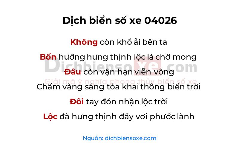 Dịch thơ biển số 04026