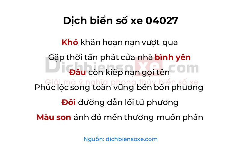 Dịch thơ biển số 04027