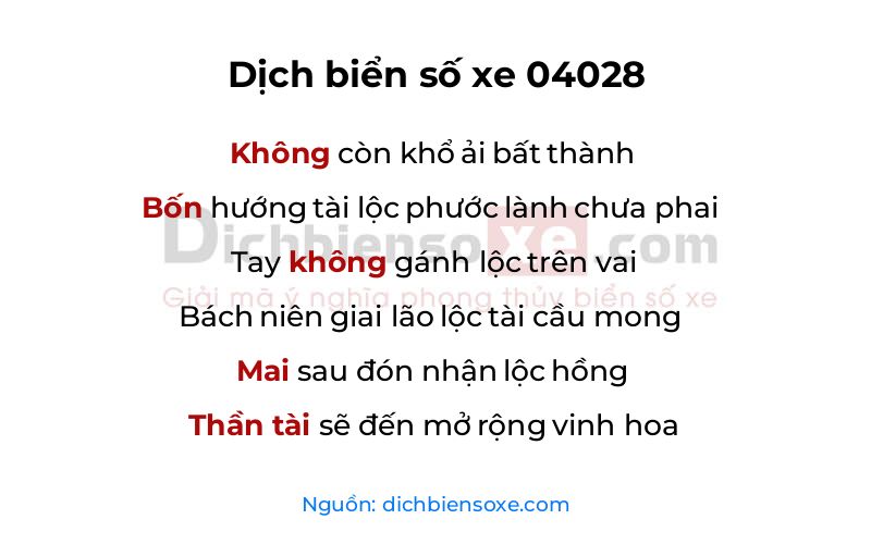 Dịch thơ biển số 04028