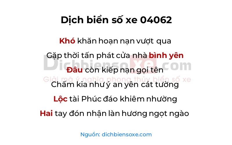 Dịch thơ biển số 04062
