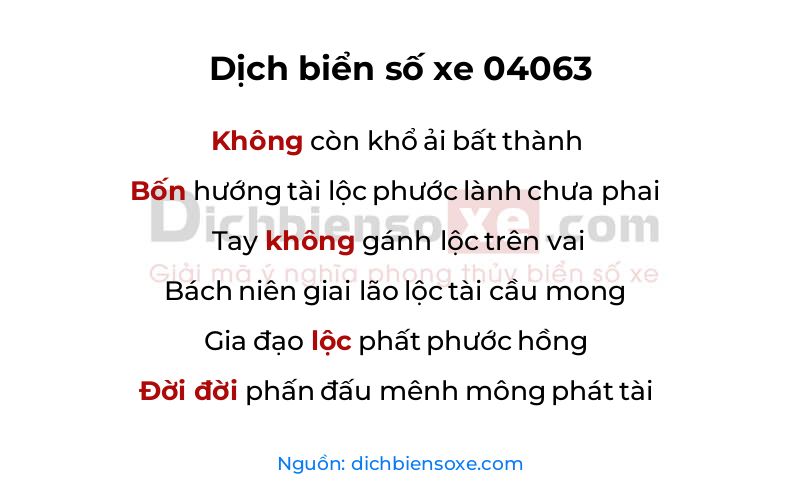 Dịch thơ biển số 04063