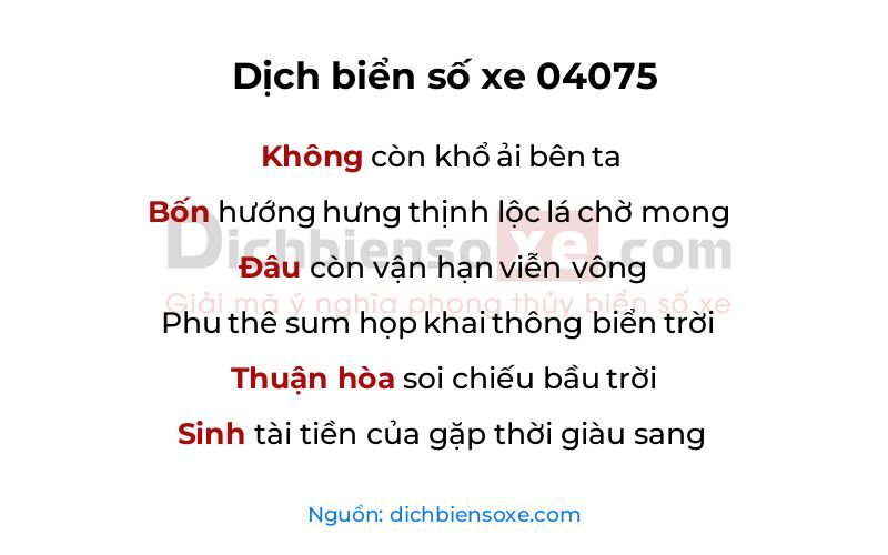 Dịch thơ biển số 04075