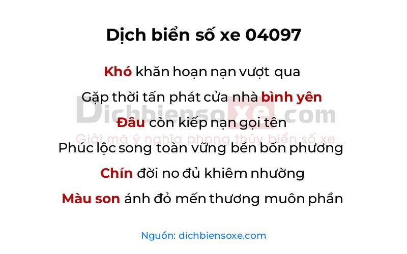 Dịch thơ biển số 04097