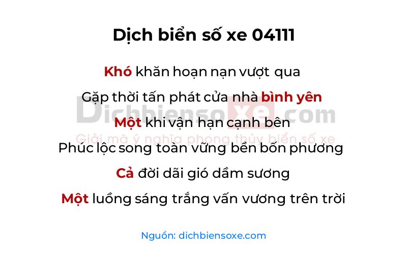 Dịch thơ biển số 04111