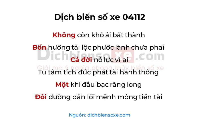 Dịch thơ biển số 04112