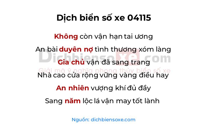 Dịch thơ biển số 04115