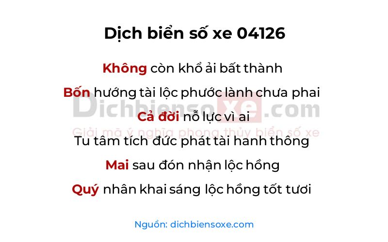 Dịch thơ biển số 04126