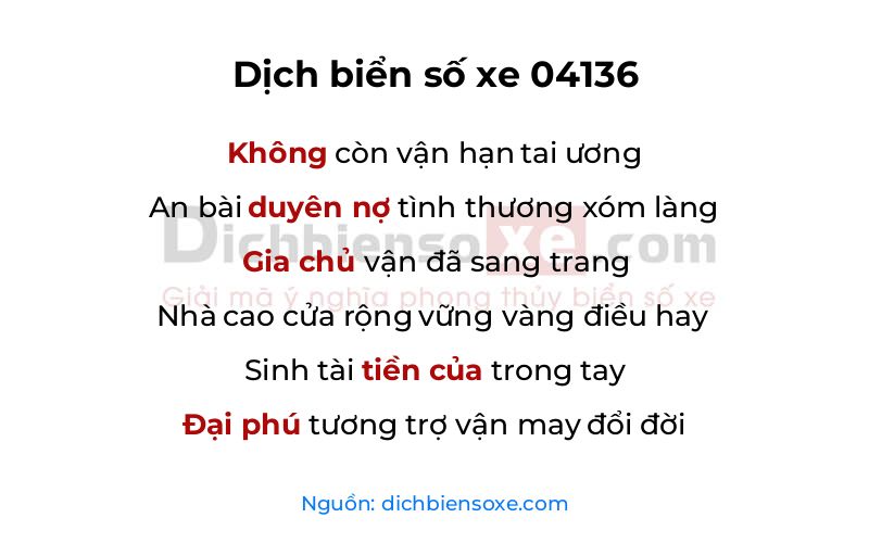 Dịch thơ biển số 04136