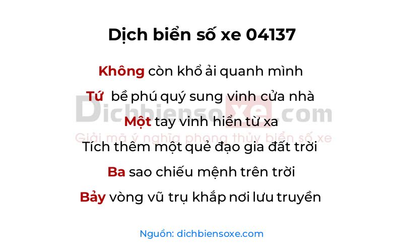Dịch thơ biển số 04137
