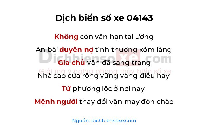 Dịch thơ biển số 04143