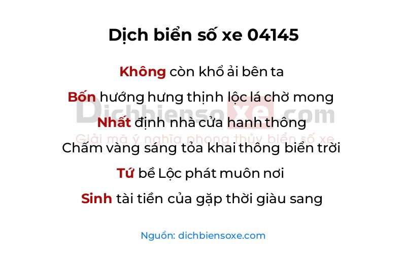 Dịch thơ biển số 04145