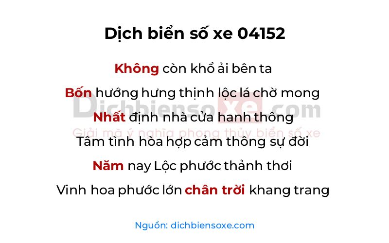 Dịch thơ biển số 04152