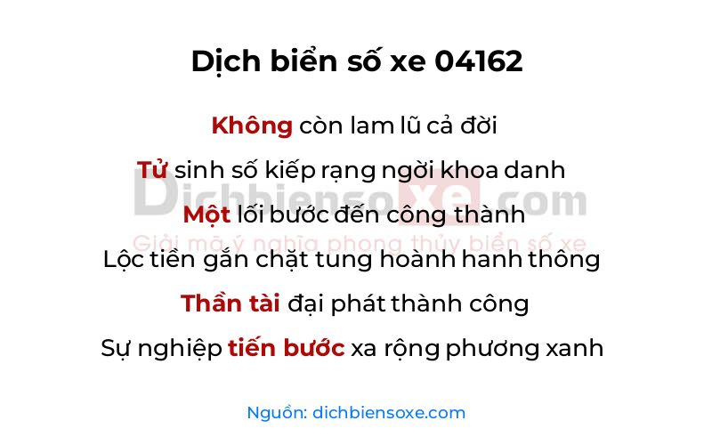 Dịch thơ biển số 04162