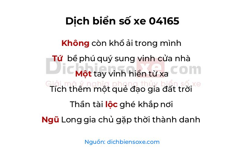 Dịch thơ biển số 04165