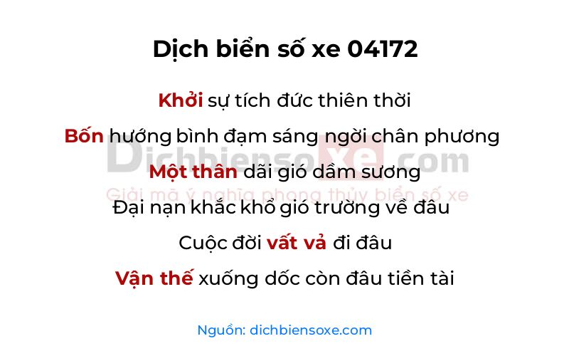 Dịch thơ biển số 04172