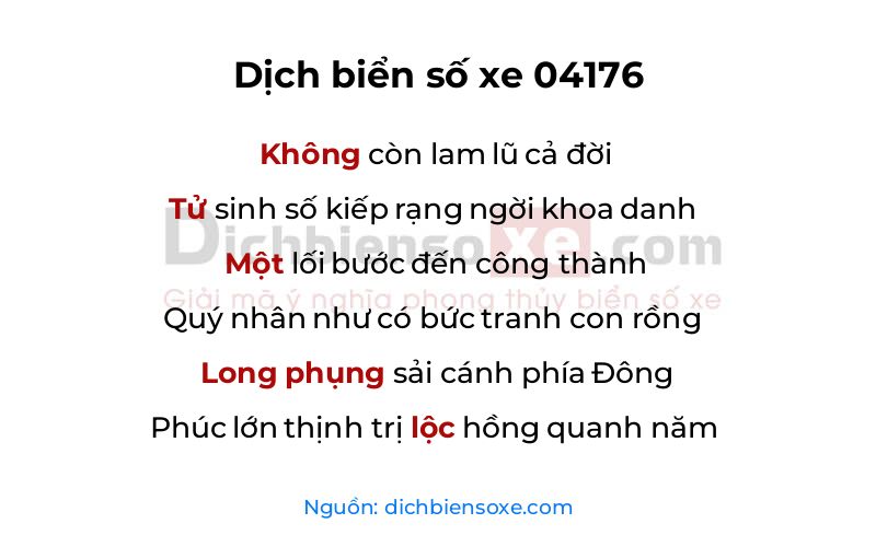 Dịch thơ biển số 04176