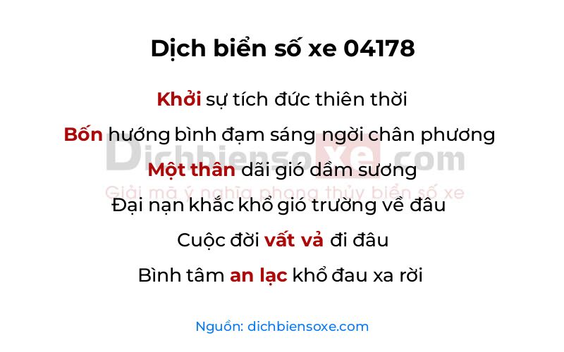 Dịch thơ biển số 04178