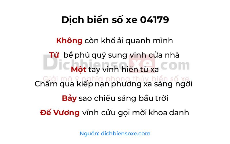 Dịch thơ biển số 04179
