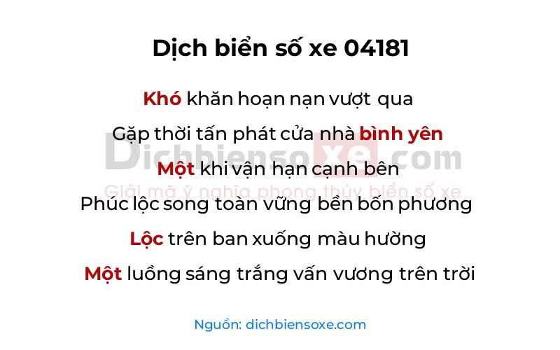 Dịch thơ biển số 04181