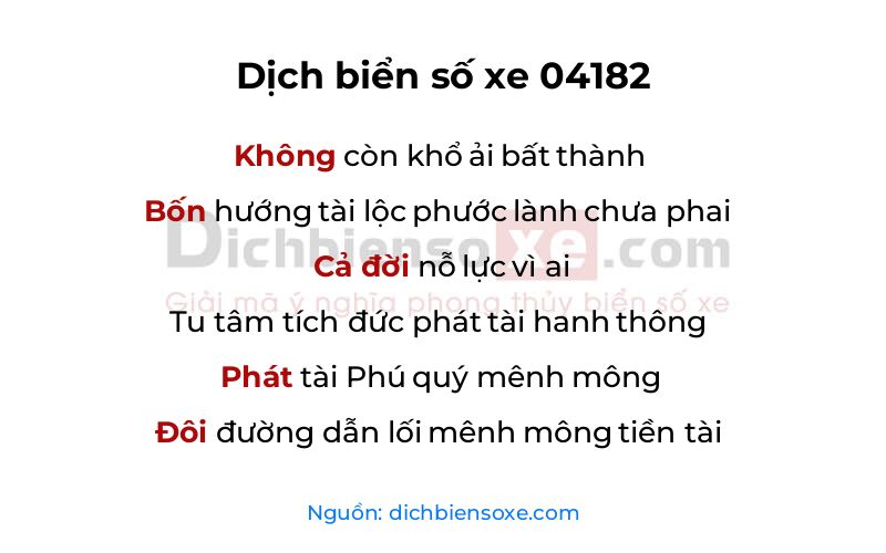 Dịch thơ biển số 04182