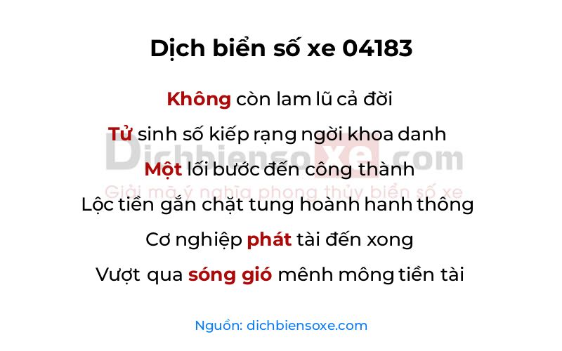 Dịch thơ biển số 04183