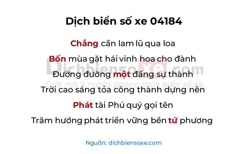 Dịch thơ biển số 04184