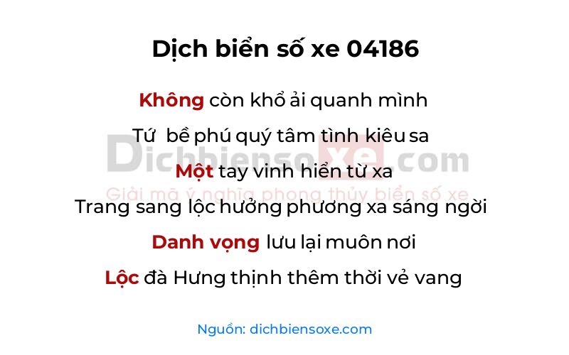 Dịch thơ biển số 04186