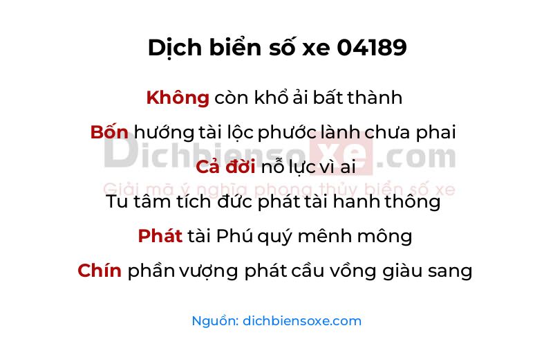 Dịch thơ biển số 04189