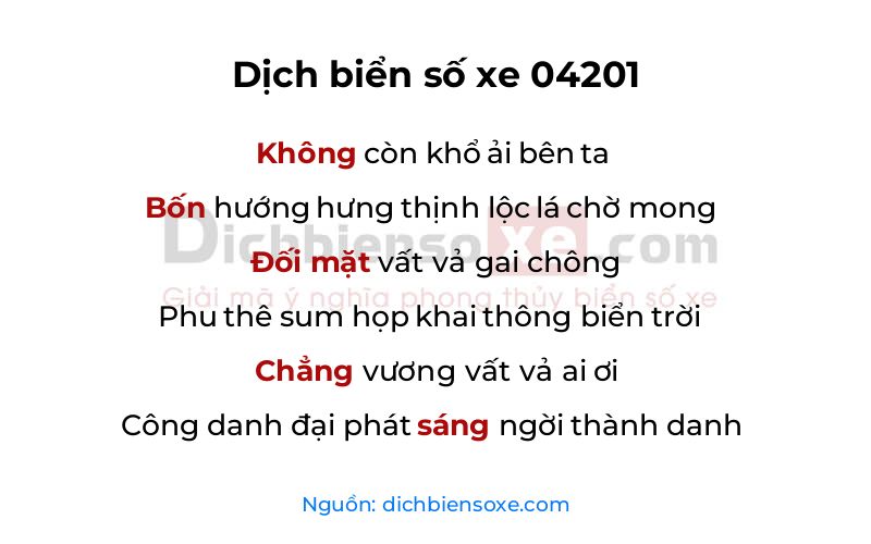 Dịch thơ biển số 04201