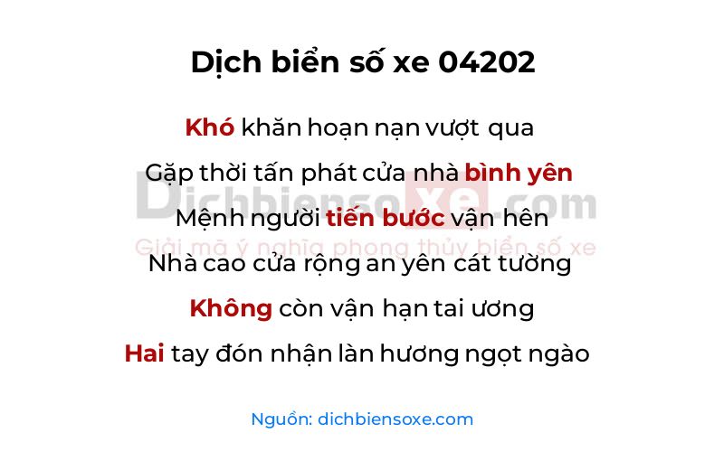 Dịch thơ biển số 04202