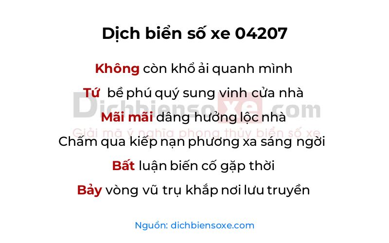 Dịch thơ biển số 04207