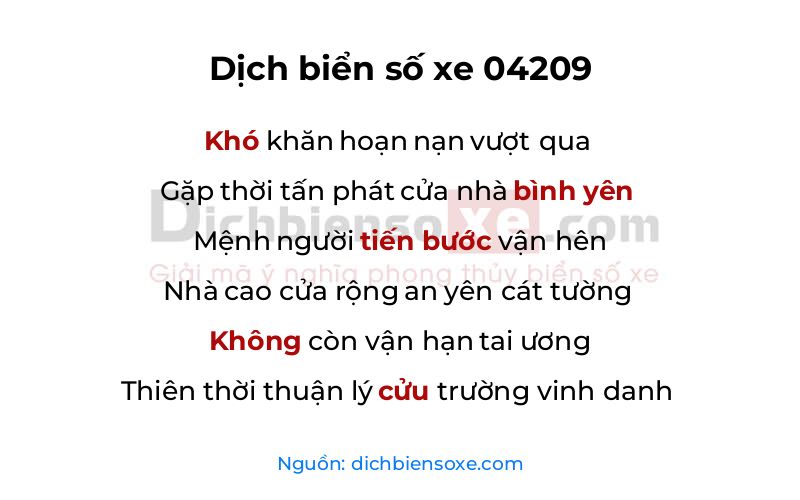 Dịch thơ biển số 04209