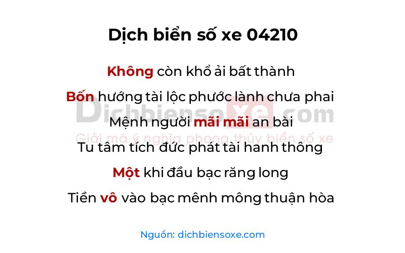 Dịch thơ biển số 04210