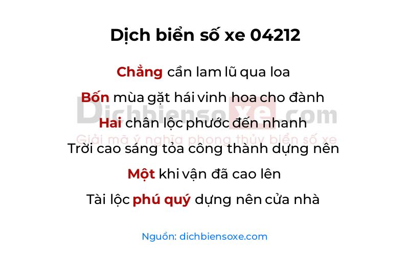 Dịch thơ biển số 04212