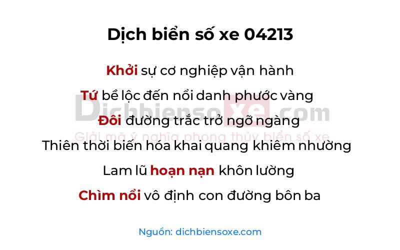 Dịch thơ biển số 04213