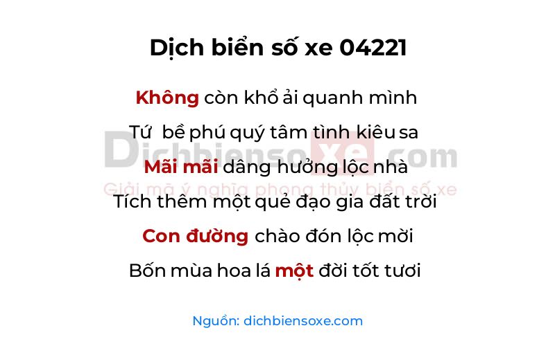 Dịch thơ biển số 04221