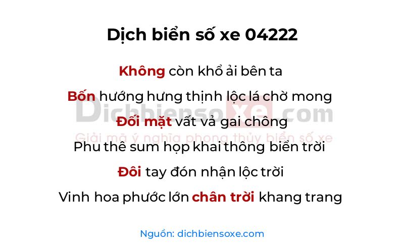 Dịch thơ biển số 04222