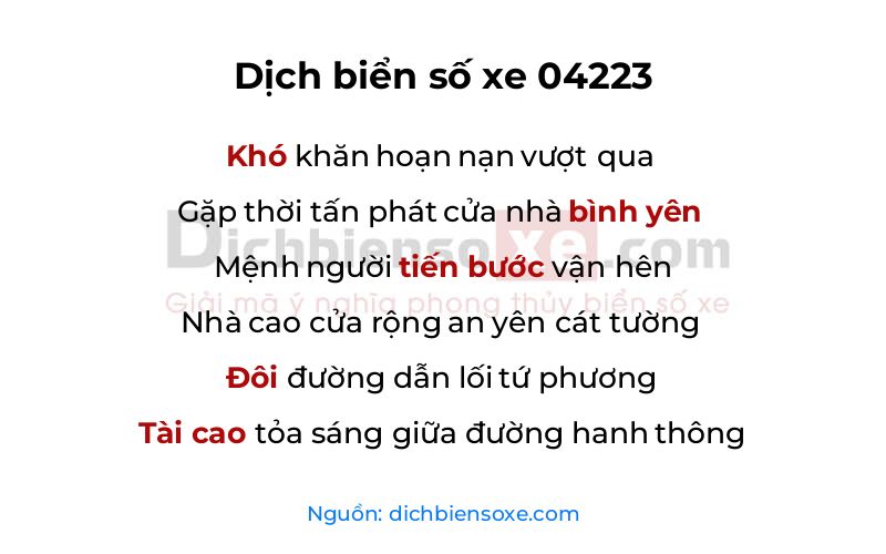 Dịch thơ biển số 04223