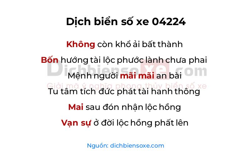 Dịch thơ biển số 04224