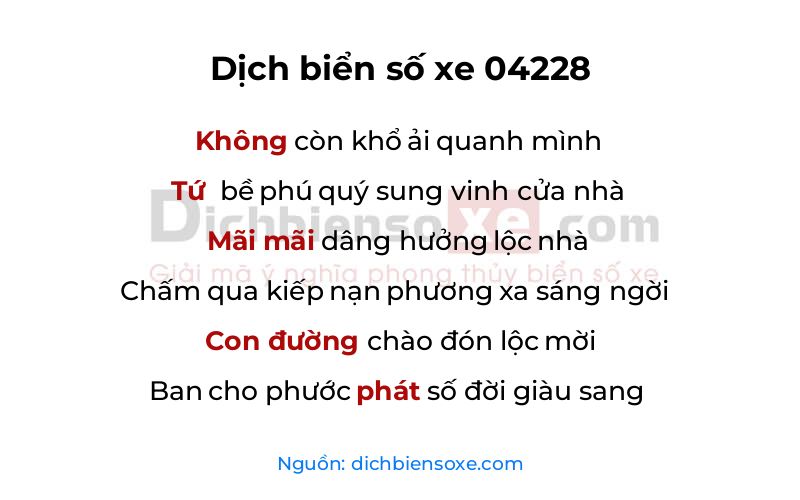 Dịch thơ biển số 04228
