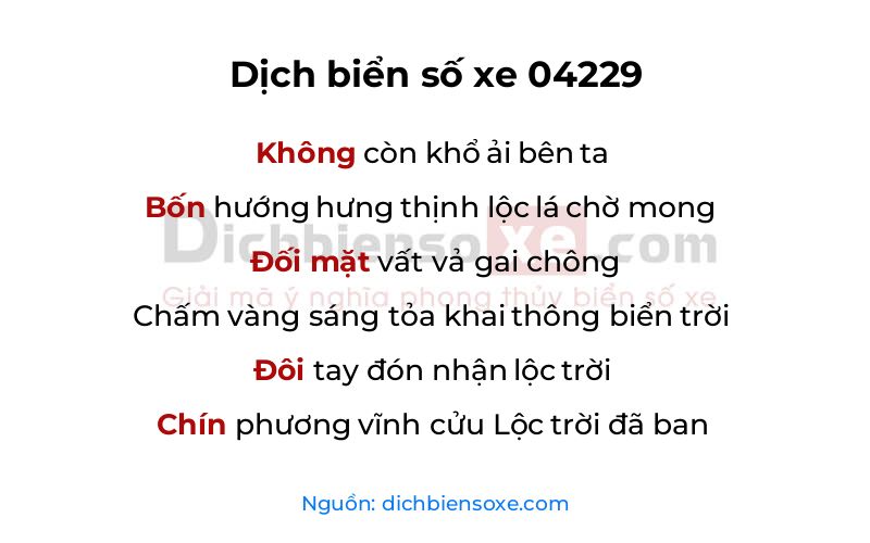 Dịch thơ biển số 04229