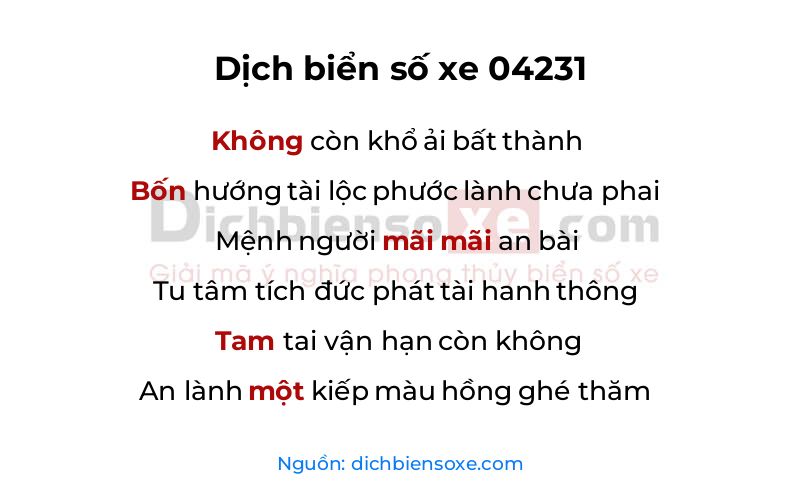 Dịch thơ biển số 04231