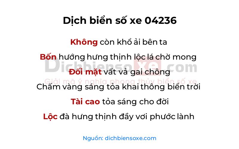 Dịch thơ biển số 04236