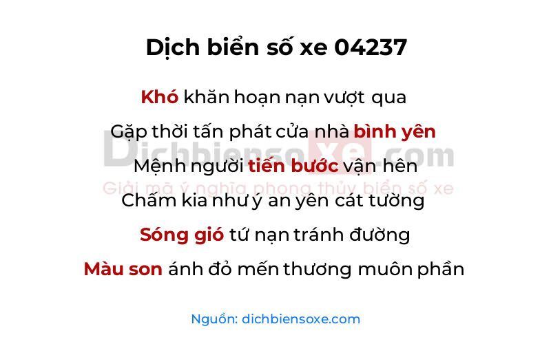 Dịch thơ biển số 04237